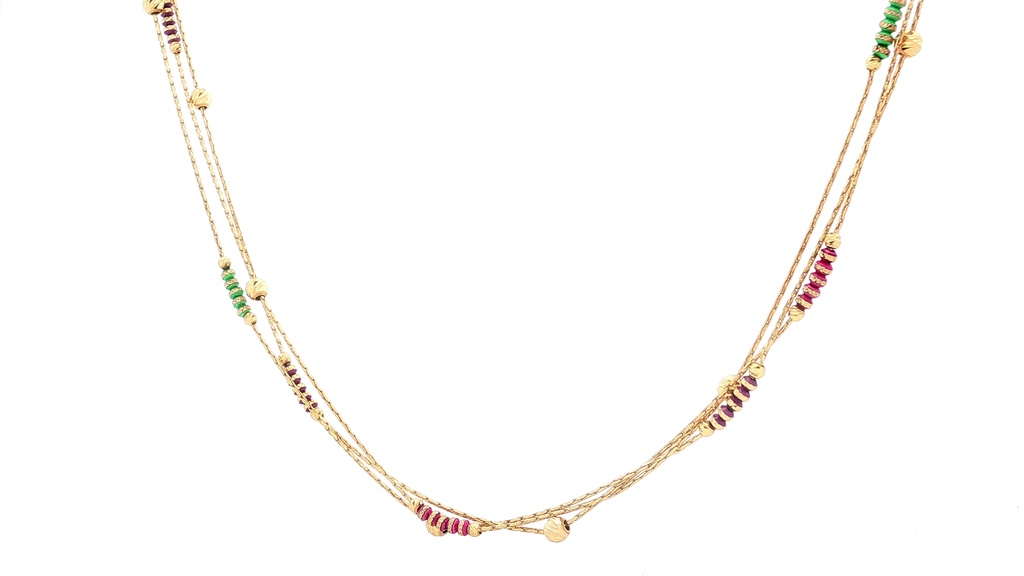 CADENA TRIPLE DIAMANTADA COLORES ORO AMARILLO