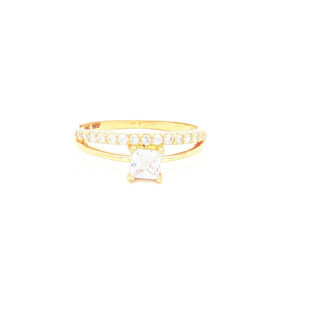 ANILLO SOLITARIO DOBLE LINEA CASTING ORO AMARILLO