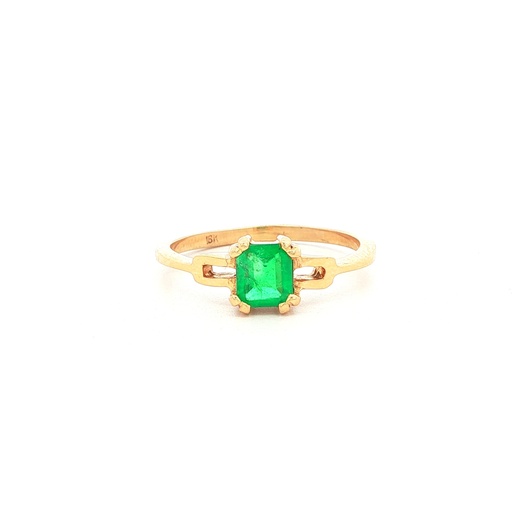 [AG418] ANILLO SOLITARIO ESMERALDA ORO AMARILLO            