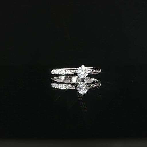 [MF050] ANILLO SOLITARIO DIAMANTES ORO BLANCO            