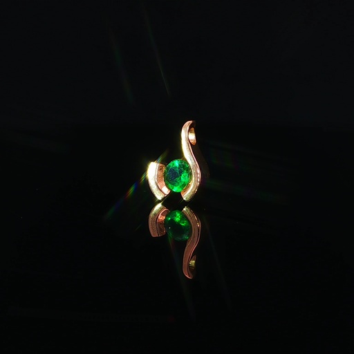 [HA351] DIJE ESMERALDA REDONDO ORO AMARILLO