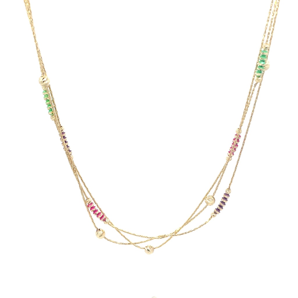 CADENA TRIPLE DIAMANTADA COLORES ORO AMARILLO