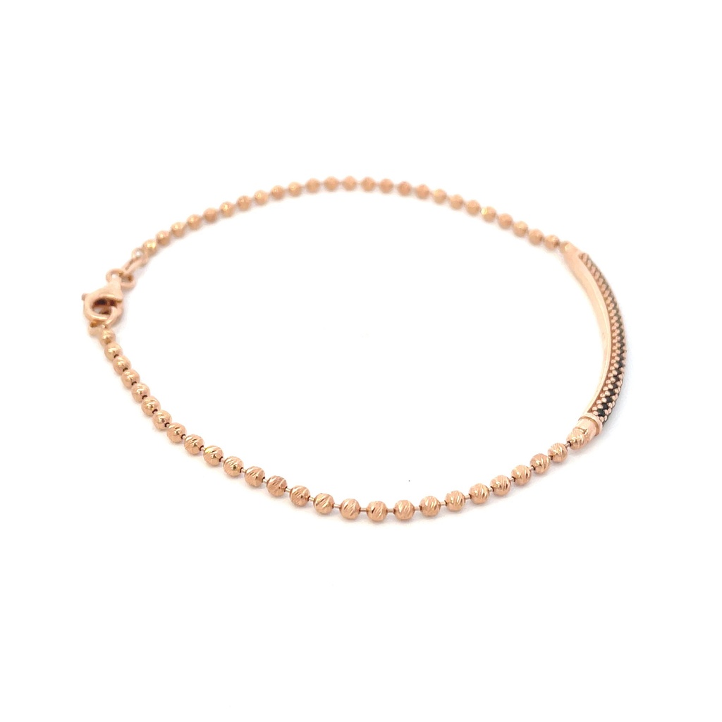 PULSERA BARRA BOLAS DIAMANTADAS ORO ROSADO 