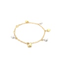 PULSERA CORAZON ESTRELLAS DOS OROS            