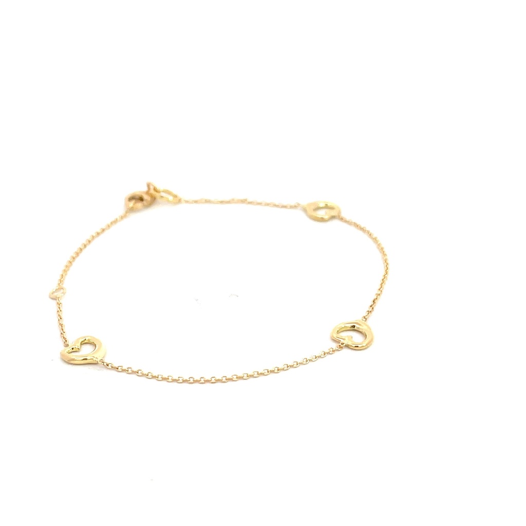 PULSERA CORAZONES ORO AMARILLO               