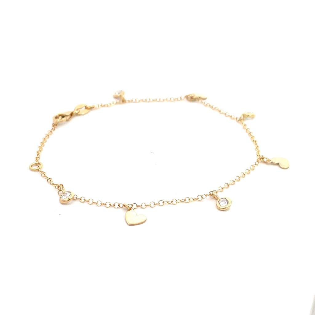 PULSERA CORAZONES ORO AMARILLO               