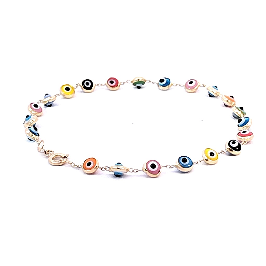 PULSERA OJO TURCO COLORES ORO AMARILLO         