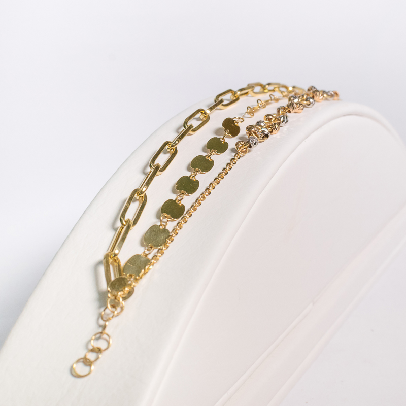 PULSERA TRIPLE PAPER CLIP 3 OROS         