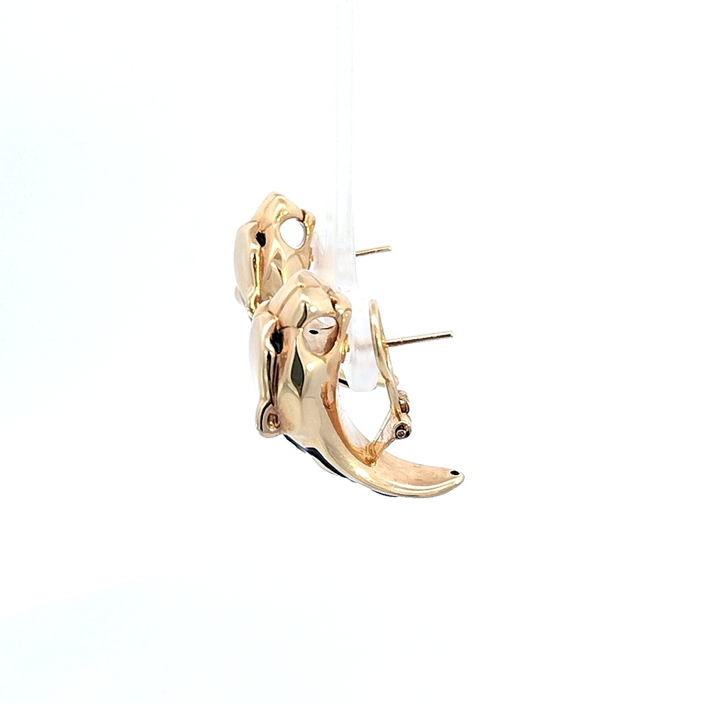 ARETES PANTERA ESMALTADA ORO AMARILLO ESMALTADA    