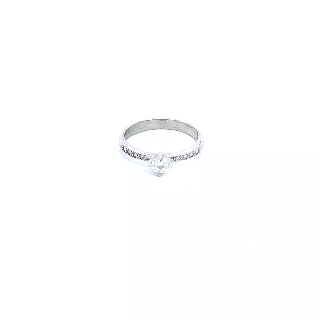 ANILLO SOLITARIO DIAMANTES ORO BLANCO            