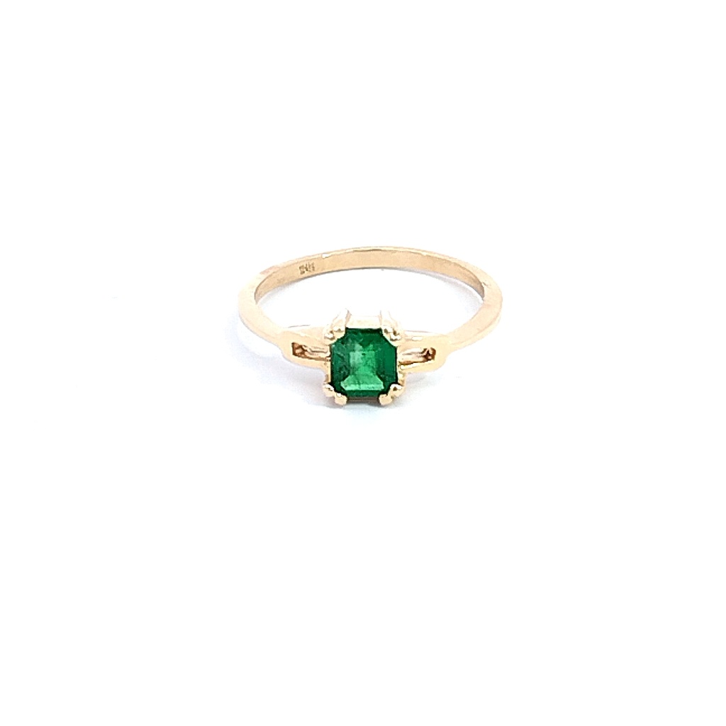 ANILLO SOLITARIO ESMERALDA ORO AMARILLO            