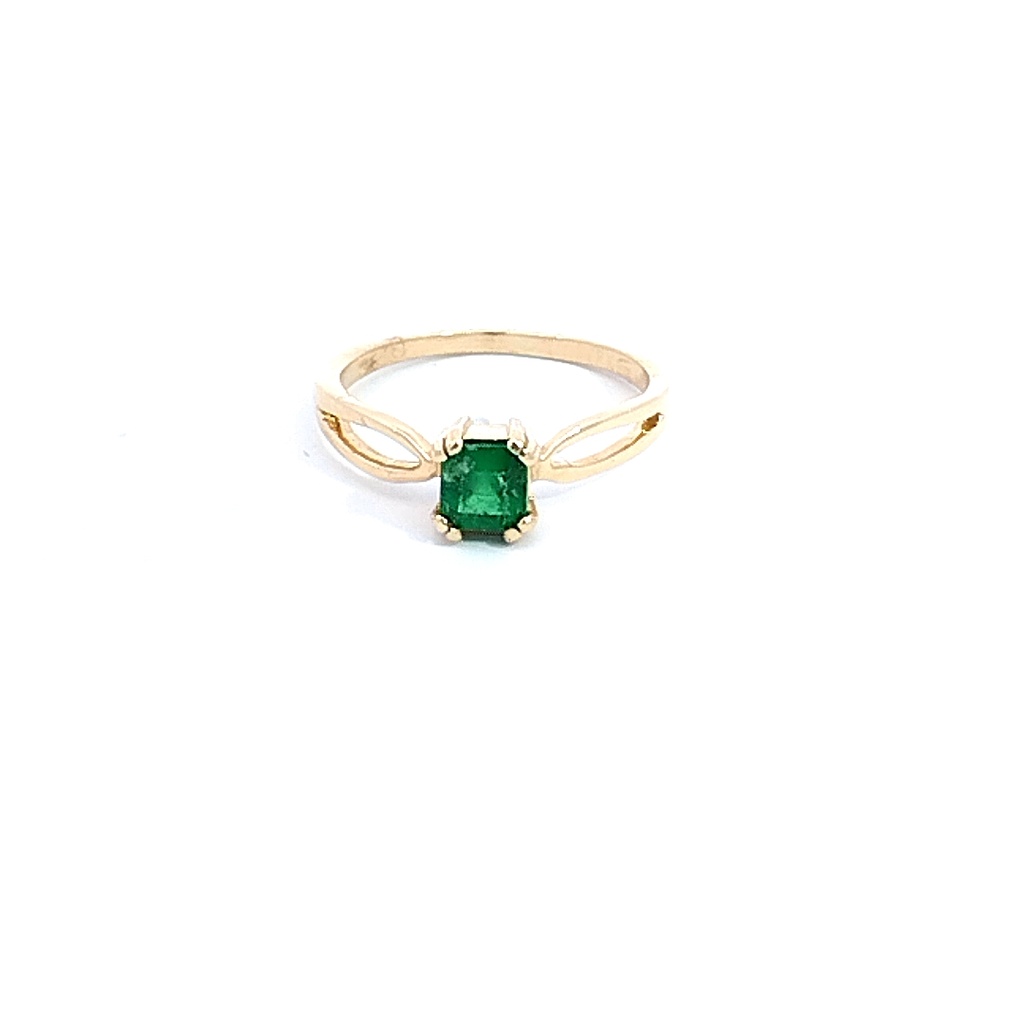 ANILLO SOLITARIO ESMERALDA ORO AMARILLO            