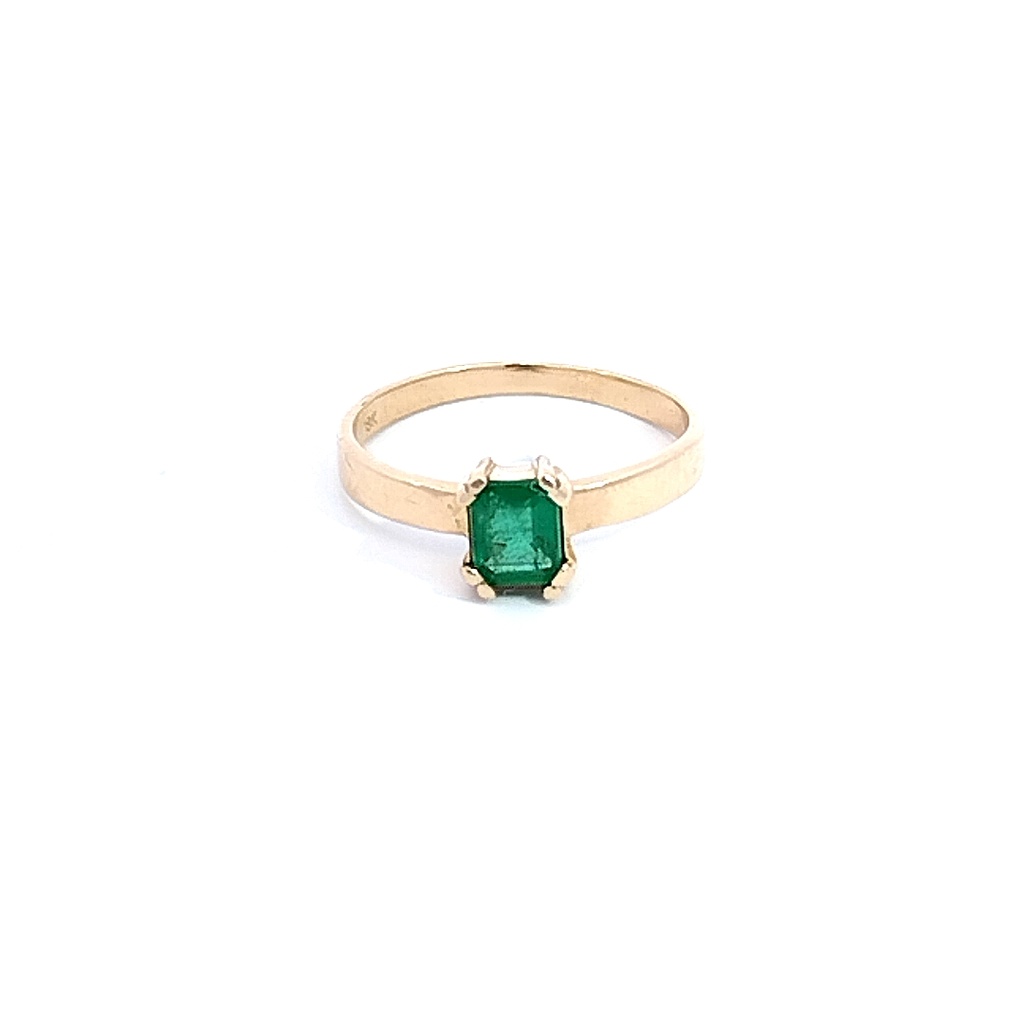 ANILLO SOLITARIO ESMERALDA ORO AMARILLO            