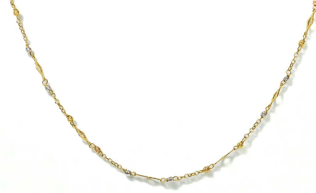 CADENA ROMBO BOLAS DIAMANTAS 2 OROS         