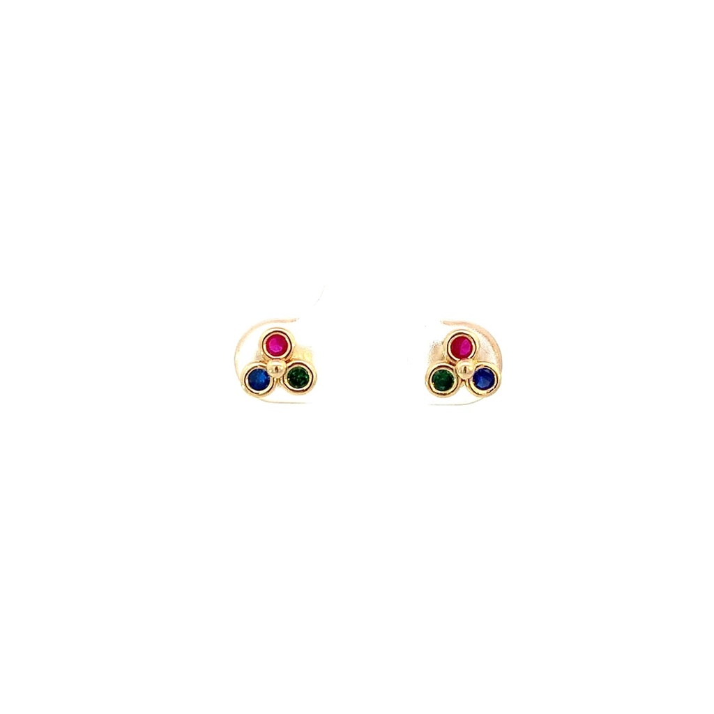 [GOLD43] TOPOS TREBOL CIRCONES ORO AMARILLO     