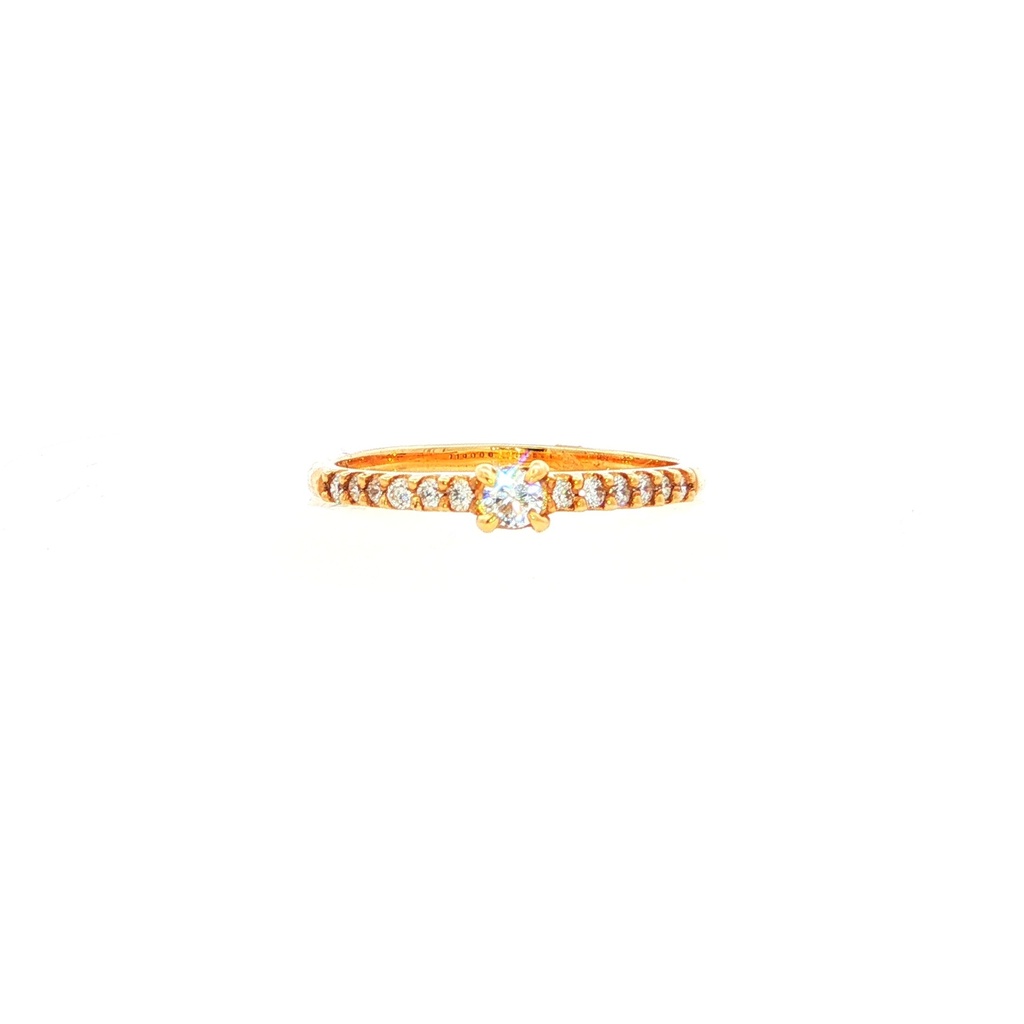 [HA262] ANILLO SOLITARIO DIAMANTES Y ADORNOS ORO AMARILLO