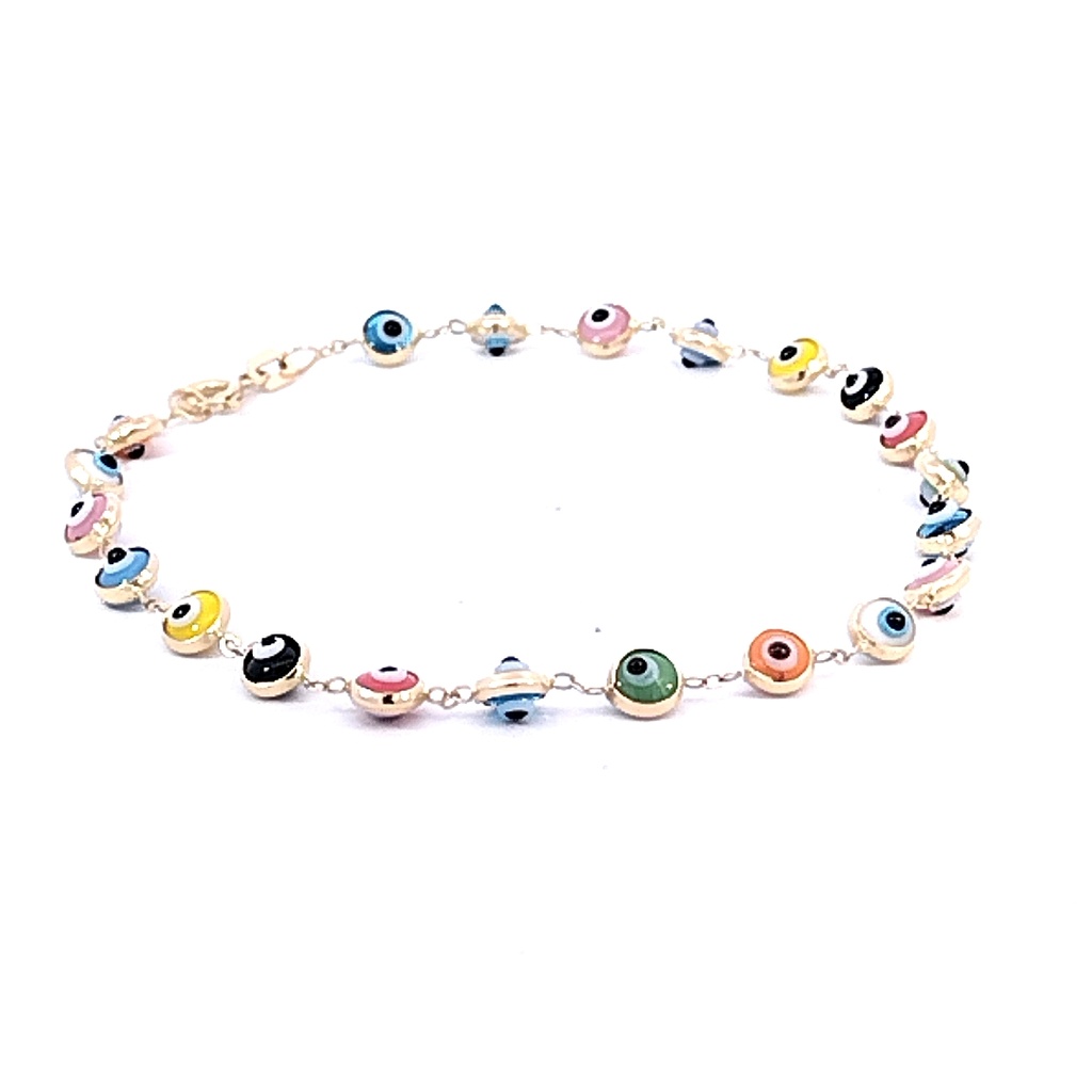 PULSERA OJO TURCO COLORES ORO AMARILLO         