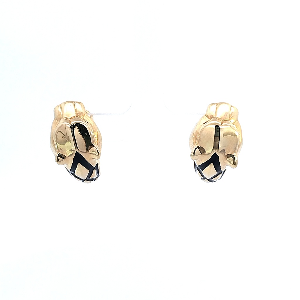 ARETES PANTERA ESMALTADA ORO AMARILLO ESMALTADA    