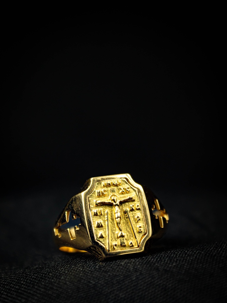 ANILLO CRISTO ORO AMARILLO               