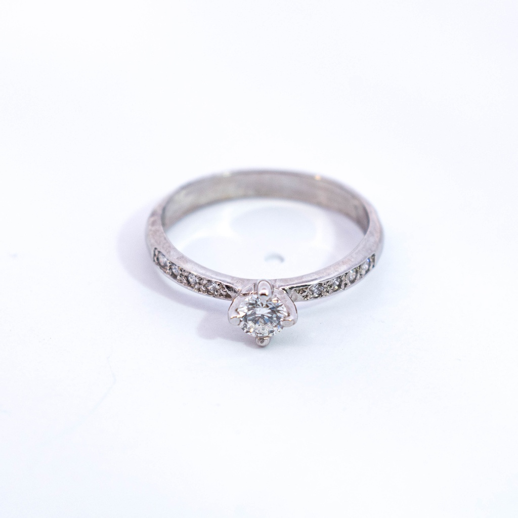 ANILLO SOLITARIO DIAMANTES ORO BLANCO            