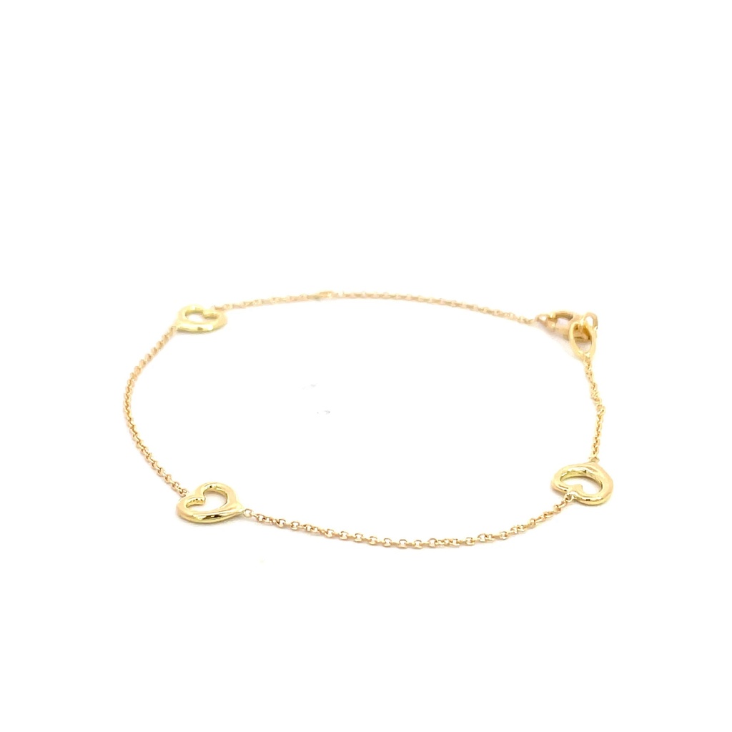 PULSERA CORAZONES ORO AMARILLO               