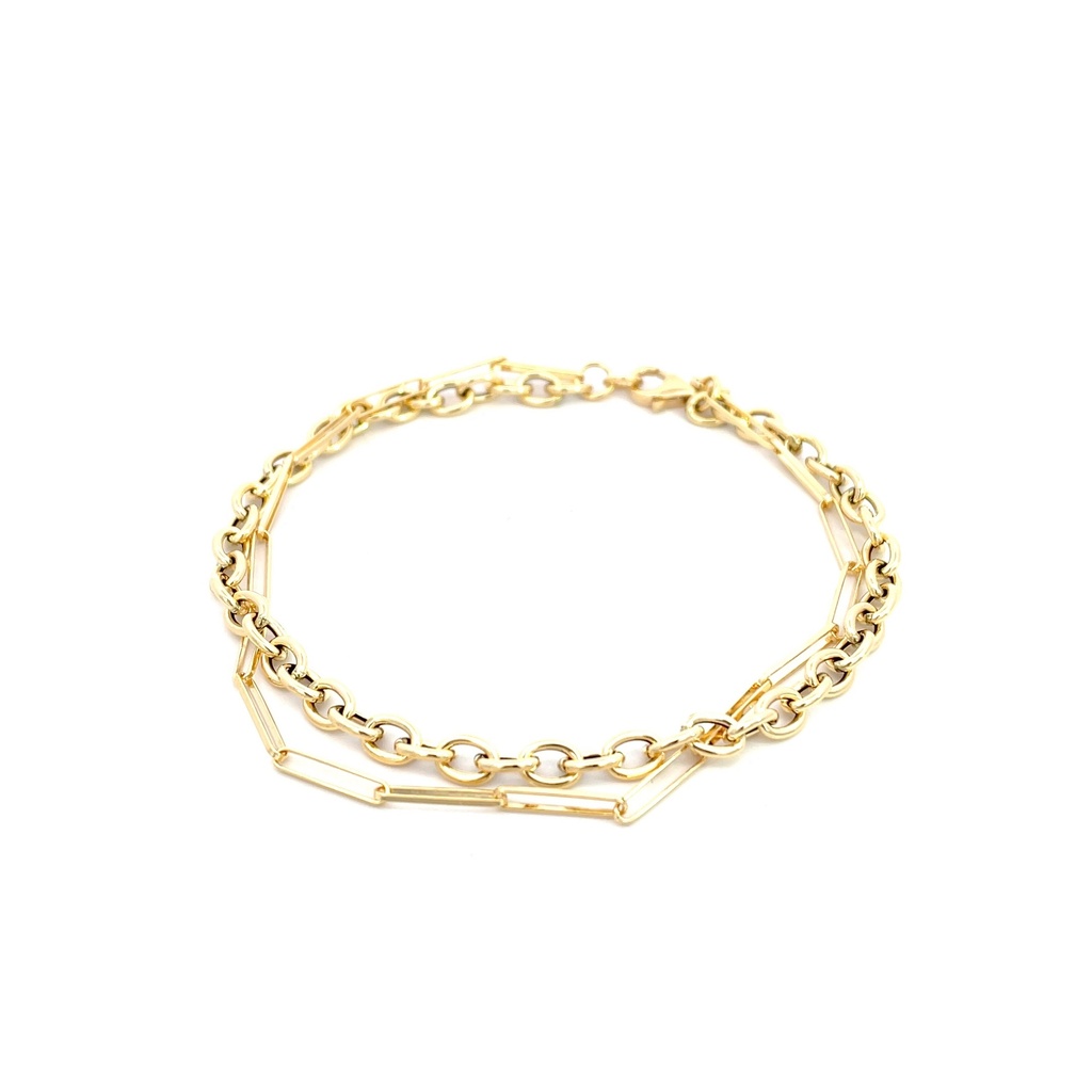 PULSERA DOBLE PAPER CLIP ROLON ORO AMARILLO      