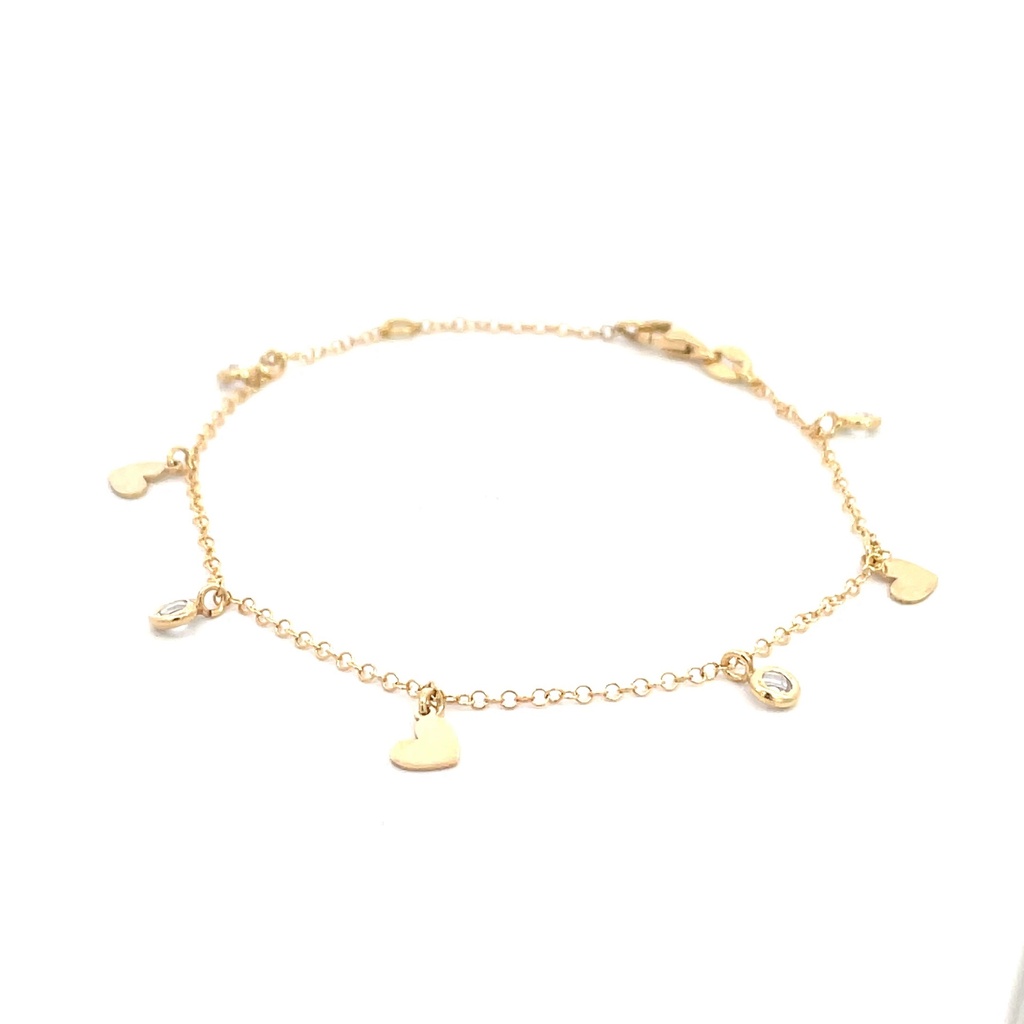 PULSERA CORAZONES ORO AMARILLO               