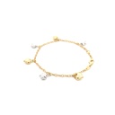 PULSERA CORAZON ESTRELLAS DOS OROS            