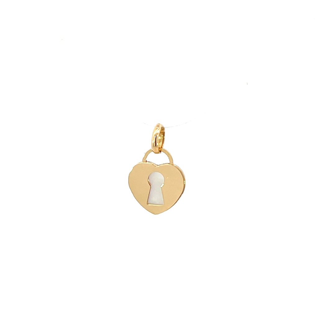 DIJE CORAZON CERRADURA NACAR ORO AMARILLO         