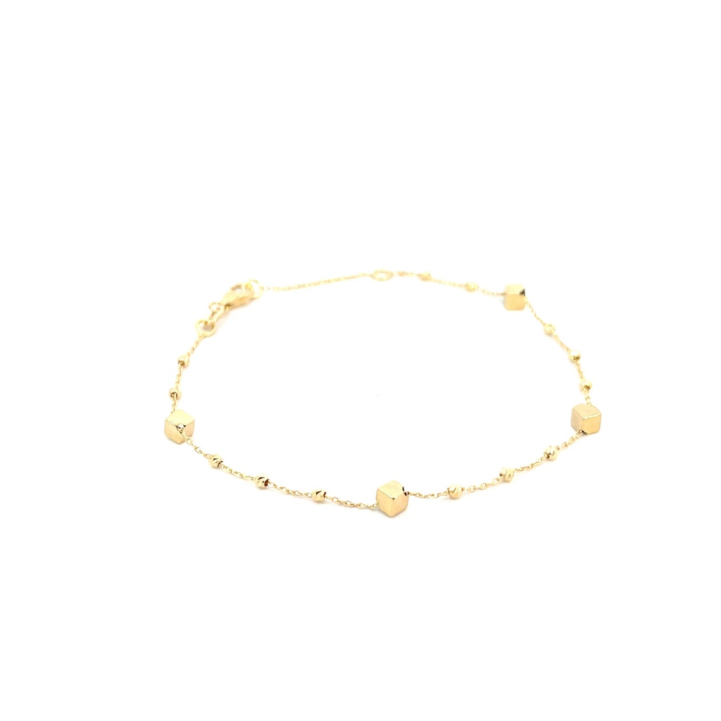 PULSERA CUBOS BOLA DIAMANTADA ORO AMARILLO    