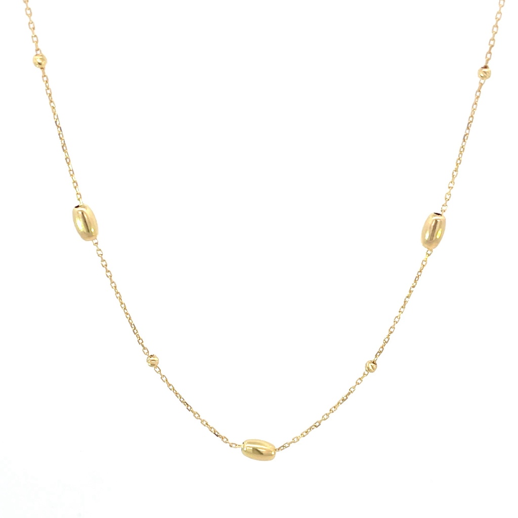 CADENA TUBOS BOLA DIAMANTADA ORO AMARILLO    