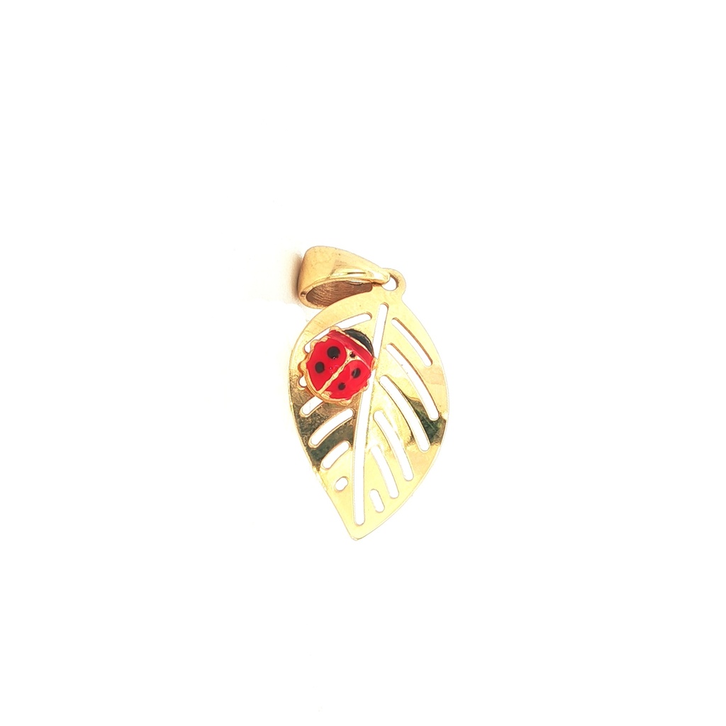 DIJE HOJA Y MARIQUITA ORO AMARILLO