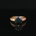 [HA370] ANILLO SOLITARIO DIAMANTE NEGRO Y DIAMANTES ORO AMARILLO