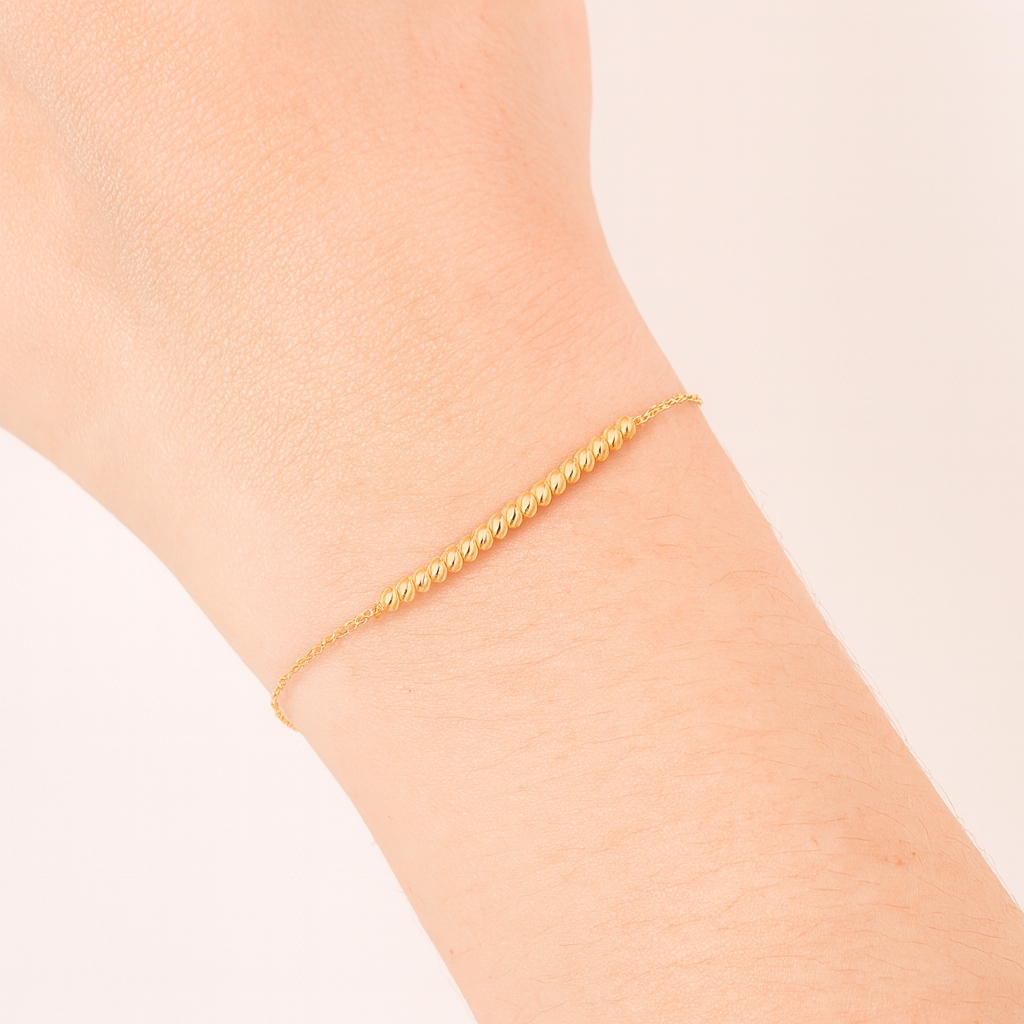 PULSERA BOLAS DIAMANTADAS ORO AMARILLO GRADUABLE