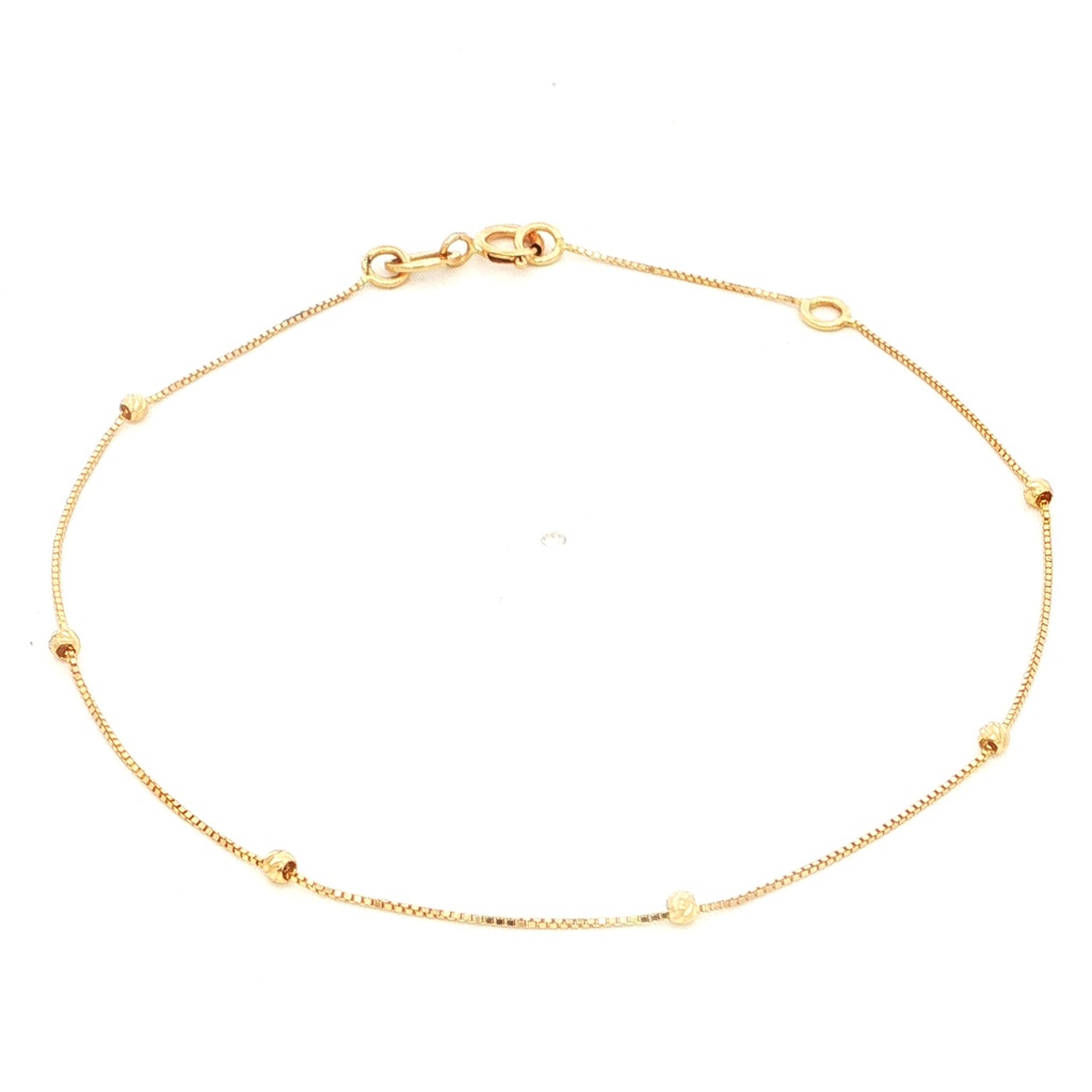PULSERA VENECIANA BOLA DIAMANTADA ORO AMARILLO