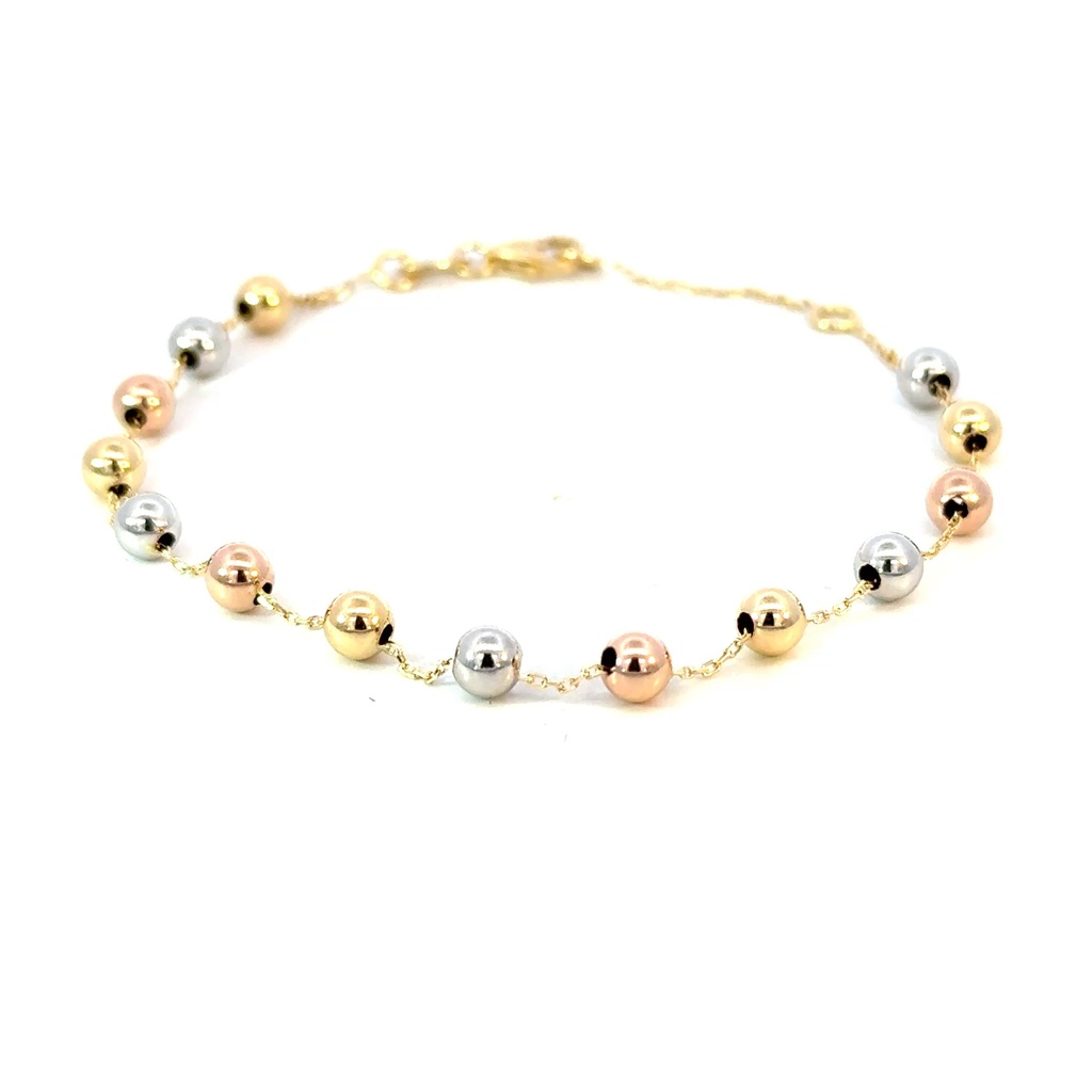 PULSERA BOLAS TRES OROS 
