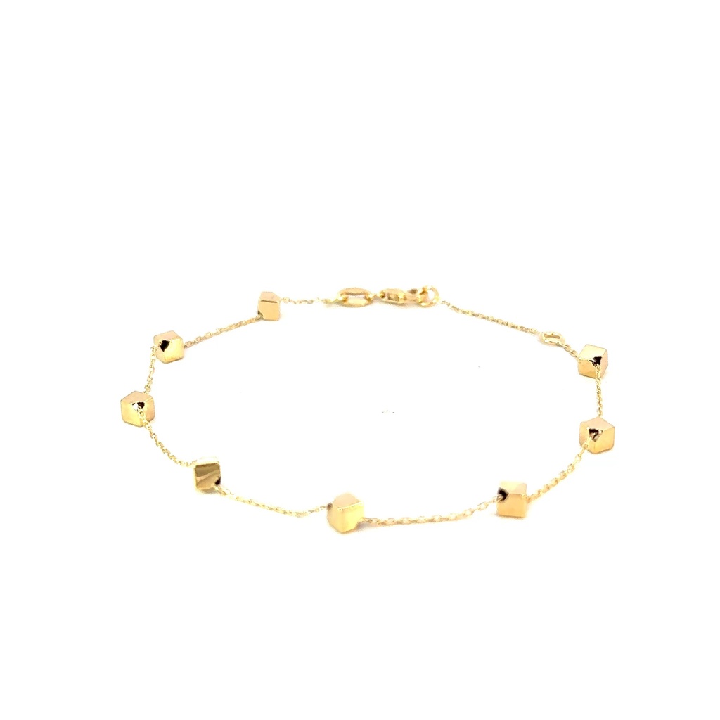 PULSERA CUBOS ORO AMARILLO