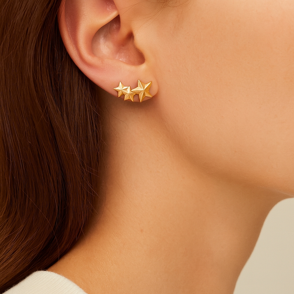 TOPOS TRIPLE ESTRELLA CON FACETAS ORO AMARILLO
