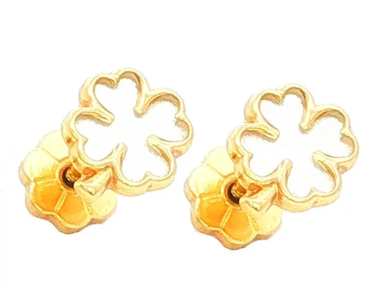 TOPOS TREBOL DE 4 HOJAS "NACAR" ORO AMARILLO