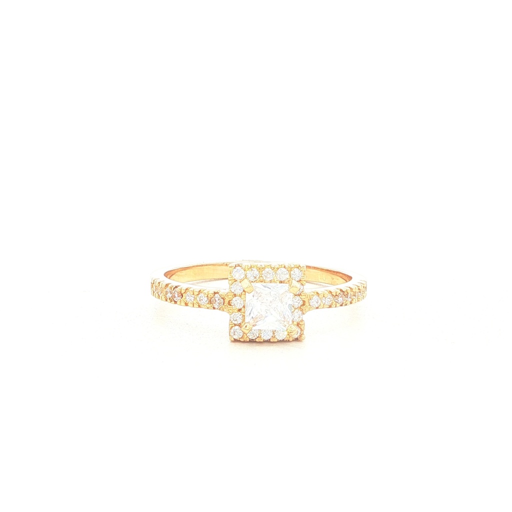 ANILLO SOLITARIO CUADRADO CASTING ORO AMARILLO