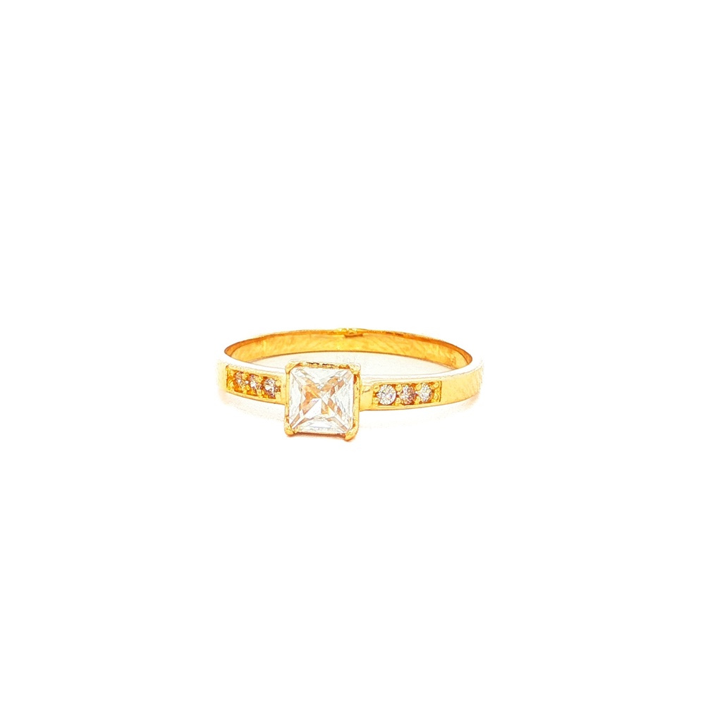 ANILLO SOLITARIO CUADRADO CASTING ORO AMARILLO