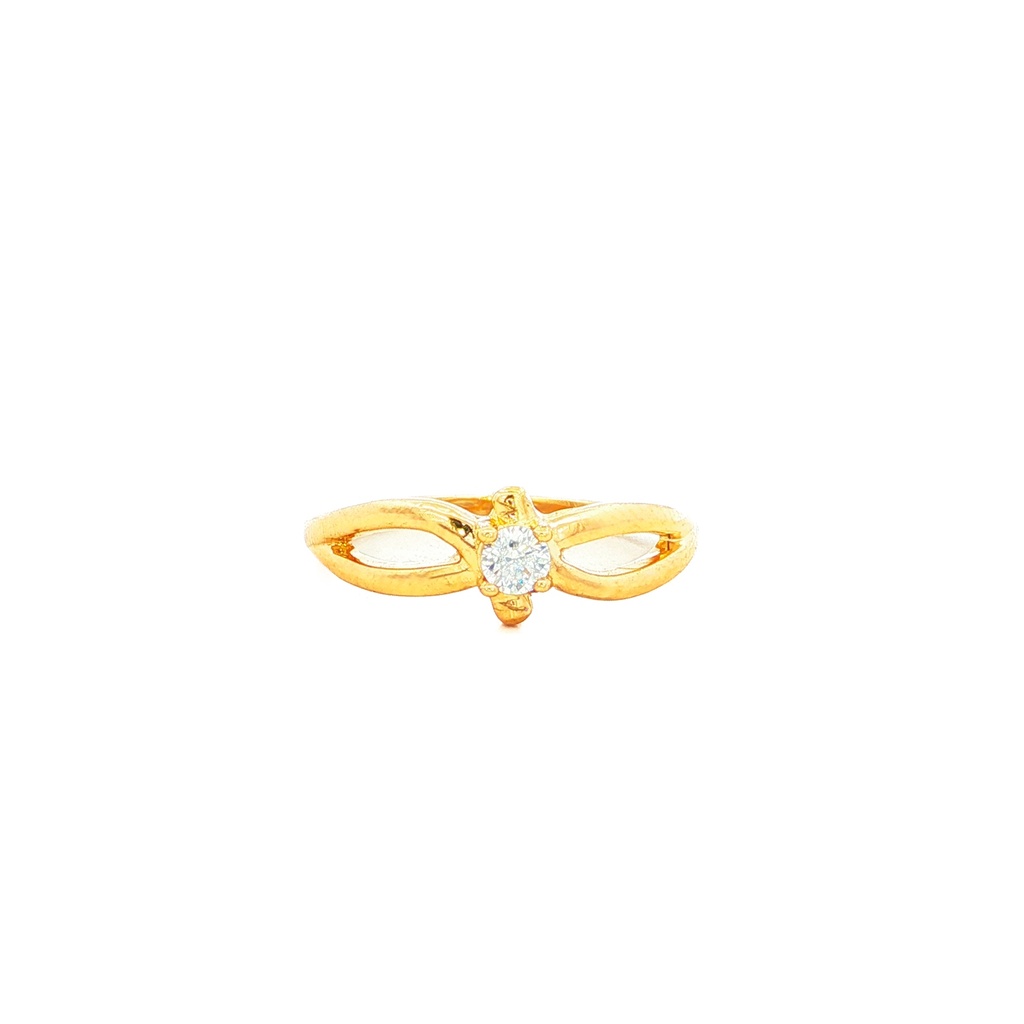 ANILLO SOLITARIO ONDAS ORO AMARILLO