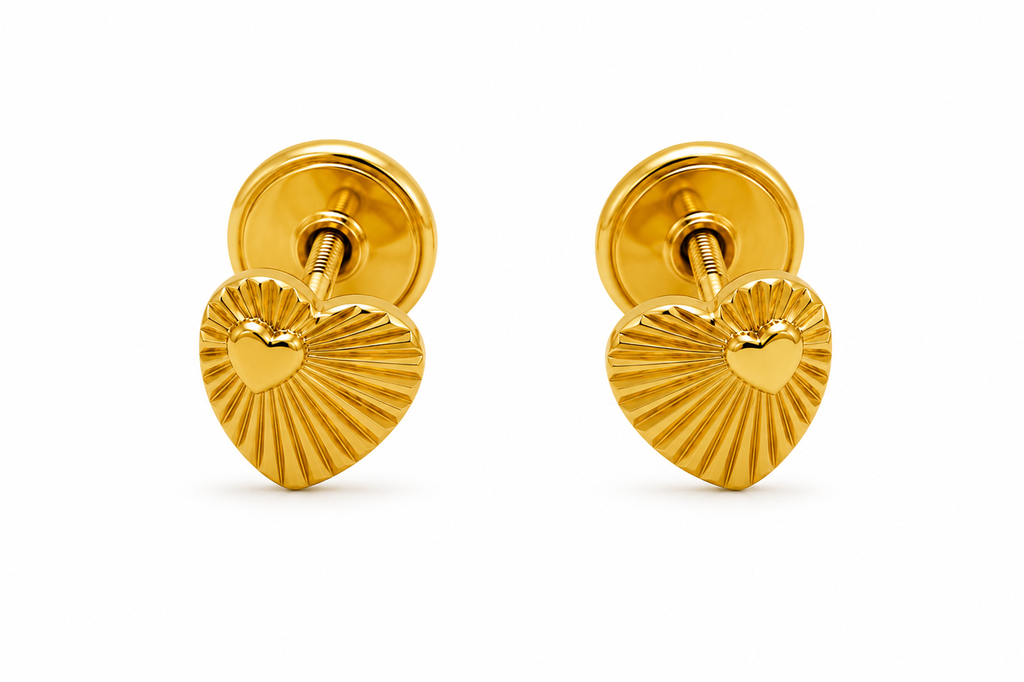 TOPOS CORAZON CON FACETAS ORO AMARILLO
