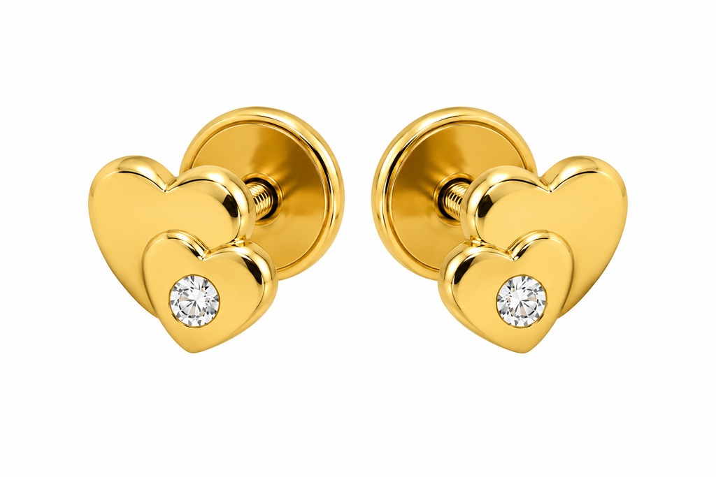 TOPOS DOBLE CORAZON ORO AMARILLO