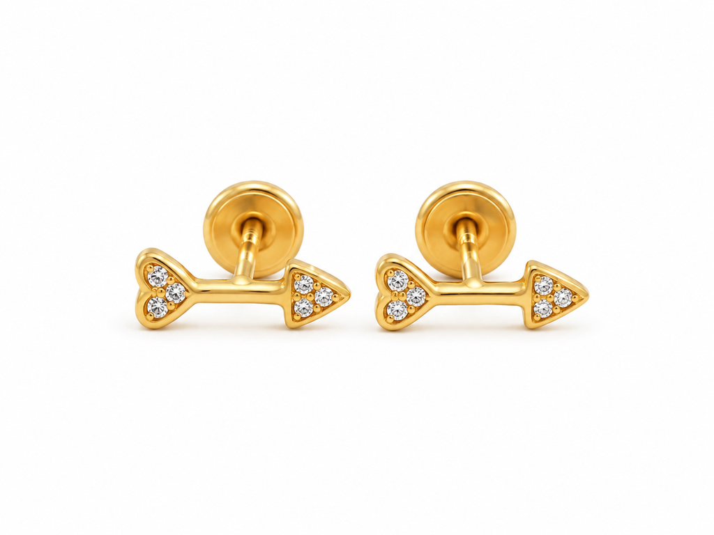 TOPOS FLECHA CIRCONES ORO AMARILLO