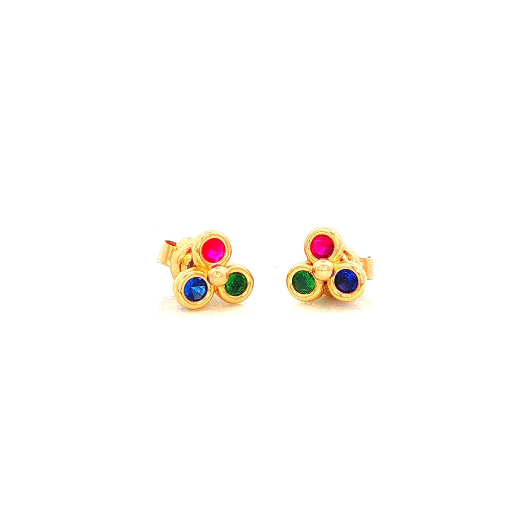 TOPOS FLOR CON CIRCONES DE COLORES ORO AMARILLO