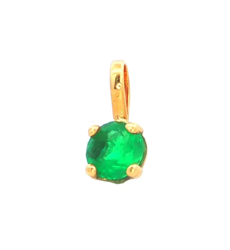 DIJE CUATRO UÑAS ESMERALDA ORO AMARILLO