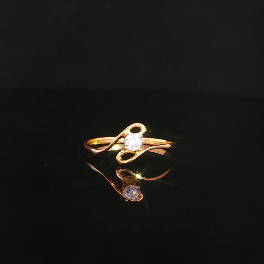 ANILLO SOLITARIO ONDAS ORO AMARILLO