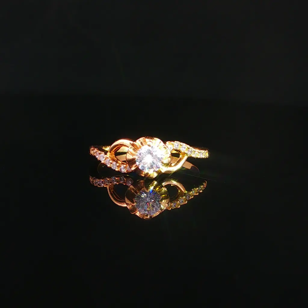 ANILLO SOLITARIO ONDAS CASTING ORO AMARILLO