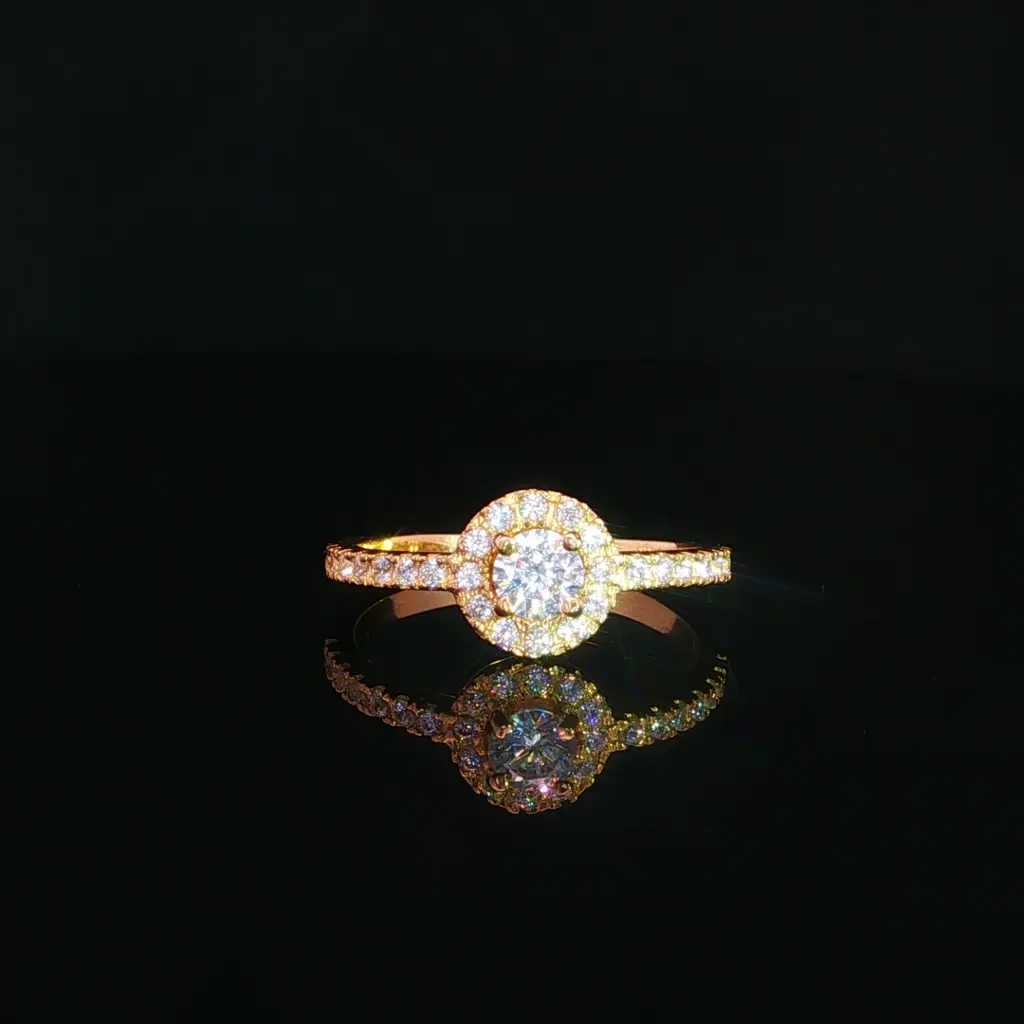 ANILLO SOLITARIO HALO CASTING ORO AMARILLO